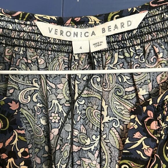 Veronica Beard Katari Floral Smocked Cotton Mini Dress‎ Size 4 NWOT - Picture 4 of 6